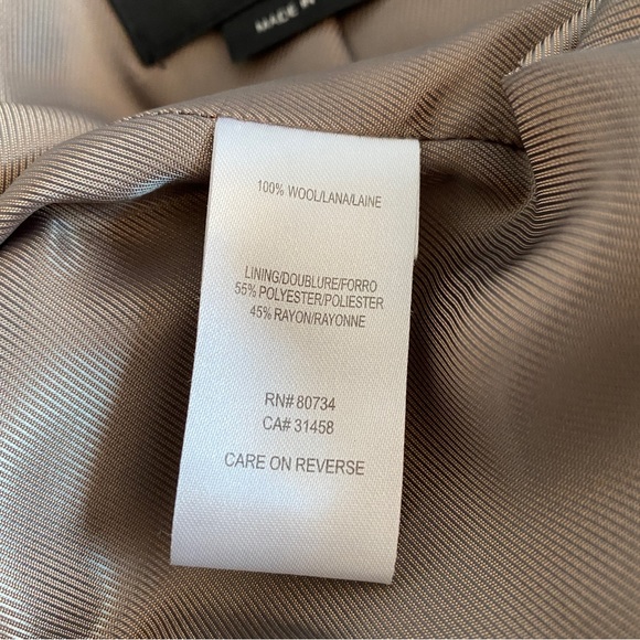 Bcbg maxazria brown pinstripe short sleeve jacket, wide leg pants set - Picture 9 of 15